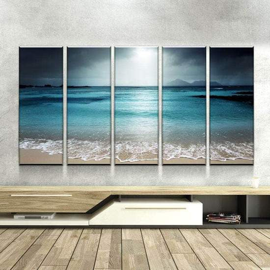 Beach Brewing Storm in the Tropics Multi Canvas Wall Art Ideas, Multi Piece Panel Canvas Home Decor Housewarming Gift Ideas Framed Prints, Canvas