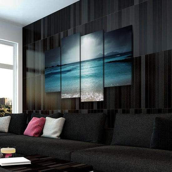 Beach Brewing Storm in the Tropics Multi Canvas Wall Art Ideas, Multi Piece Panel Canvas Home Decor Housewarming Gift Ideas Framed Prints, Canvas