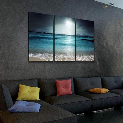 Beach Brewing Storm in the Tropics Multi Canvas Wall Art Ideas, Multi Piece Panel Canvas Home Decor Housewarming Gift Ideas Framed Prints, Canvas