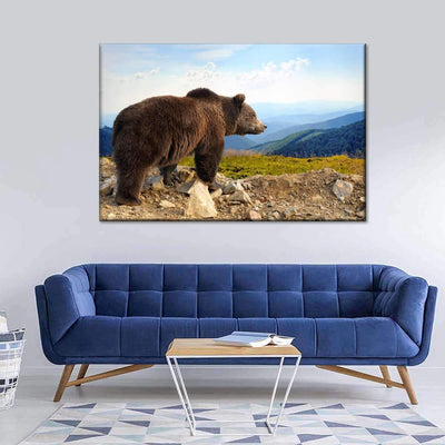 Overseeing Grizzly Bear Wild Animal Multi Canvas Wall Art Ideas, Multi Piece Panel Canvas Home Decor Housewarming Gift Ideas Framed Prints, Canvas