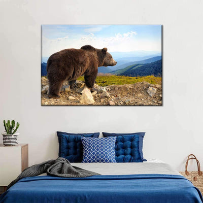 Overseeing Grizzly Bear Wild Animal Multi Canvas Wall Art Ideas, Multi Piece Panel Canvas Home Decor Housewarming Gift Ideas Framed Prints, Canvas