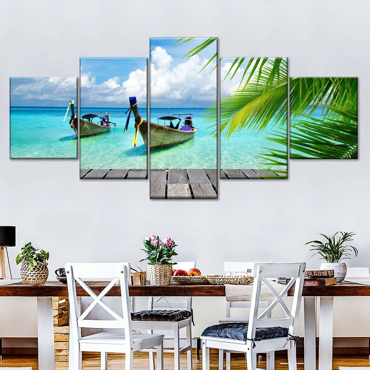 Peaceful Sunset Waves Beautiful Sunset Beach Blue Ocean Landscape Sea Multi Canvas Wall Art Ideas, Multi Piece Panel Canvas Home Decor Housewarming Gift Ideas Framed Prints, Canvas