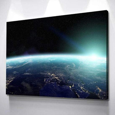 Orbiting Earth Night View Landscape Multi Canvas Wall Art Ideas, Multi Piece Panel Canvas Home Decor Housewarming Gift Ideas Framed Prints, Canvas