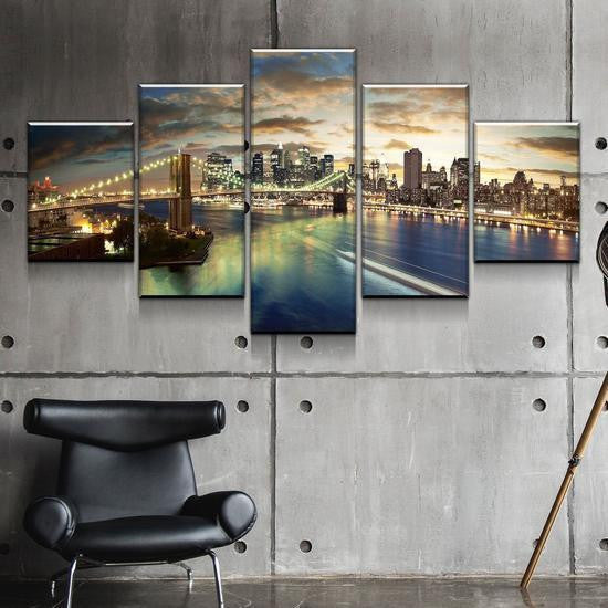 Orbiting Earth Night View Landscape Multi Canvas Wall Art Ideas, Multi Piece Panel Canvas Home Decor Housewarming Gift Ideas Framed Prints, Canvas