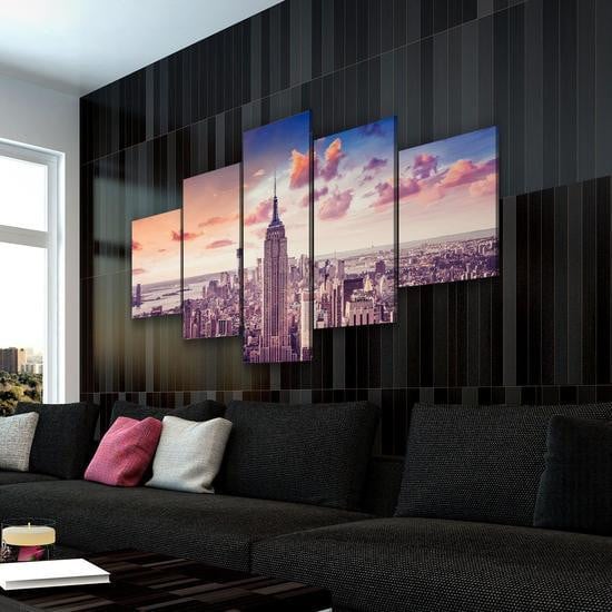 City Landscape Empire State Building Sunset Usa Pround Multi Canvas Wall Art Ideas, Multi Piece Panel Canvas Home Decor Housewarming Gift Ideas Framed Prints, Canvas