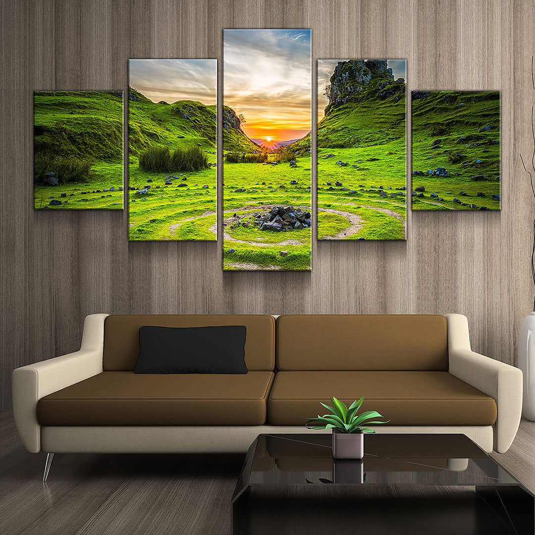 Natural Landscape Druidic Circles Dungeons & Dragons Multi Canvas Wall Art Ideas, Multi Piece Panel Canvas Home Decor Housewarming Gift Ideas Framed Prints, Canvas