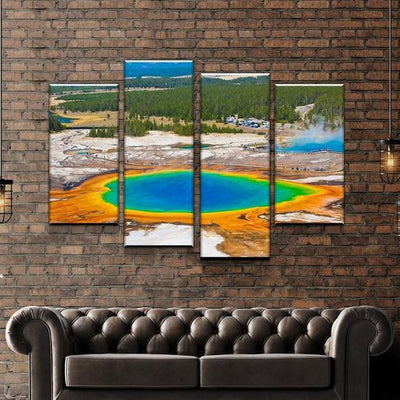 Natural Landscape Prismatic Geyser Multi Canvas Wall Art Ideas, Multi Piece Panel Canvas Home Decor Housewarming Gift Ideas Framed Prints, Canvas