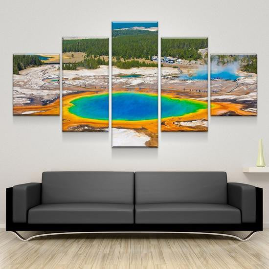 Natural Landscape Prismatic Geyser Multi Canvas Wall Art Ideas, Multi Piece Panel Canvas Home Decor Housewarming Gift Ideas Framed Prints, Canvas