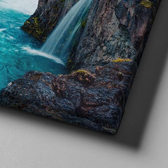 Azure Waterfall Country View Abstract Multi Canvas Wall Art Ideas, Multi Piece Panel Canvas Home Decor Housewarming Gift Ideas Framed Prints, Canvas