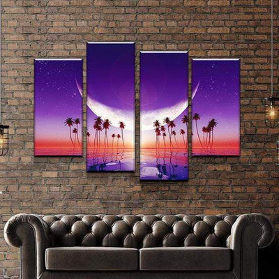 Whimsical Tropics Landscape Multi Canvas Wall Art Ideas, Multi Piece Panel Canvas Home Decor Housewarming Gift Ideas Framed Prints, Canvas