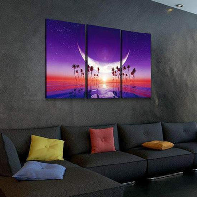 Whimsical Tropics Landscape Multi Canvas Wall Art Ideas, Multi Piece Panel Canvas Home Decor Housewarming Gift Ideas Framed Prints, Canvas