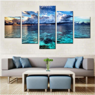 Tropical Waters Blue Ocean Beatiful Sea Natural Landscape Multi Canvas Wall Art Ideas, Multi Piece Panel Canvas Home Decor Housewarming Gift Ideas Framed Prints, Canvas