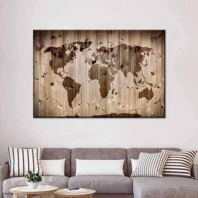Vintage Retro Wooden Style World Map Multi Canvas Wall Art Ideas, Multi Piece Panel Canvas Home Decor Housewarming Gift Ideas Framed Prints, Canvas