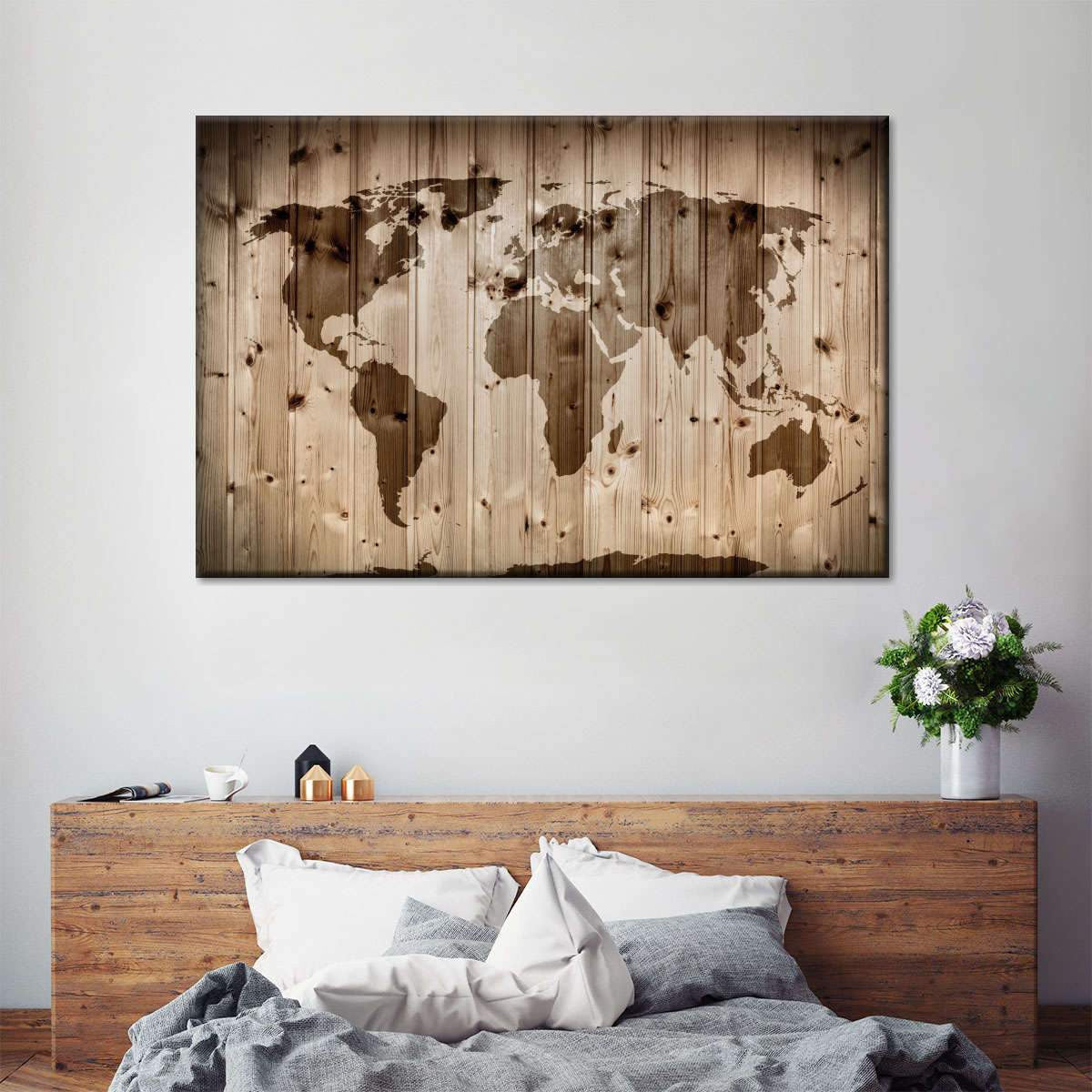 Vintage Retro Wooden Style World Map Multi Canvas Wall Art Ideas, Multi Piece Panel Canvas Home Decor Housewarming Gift Ideas Framed Prints, Canvas