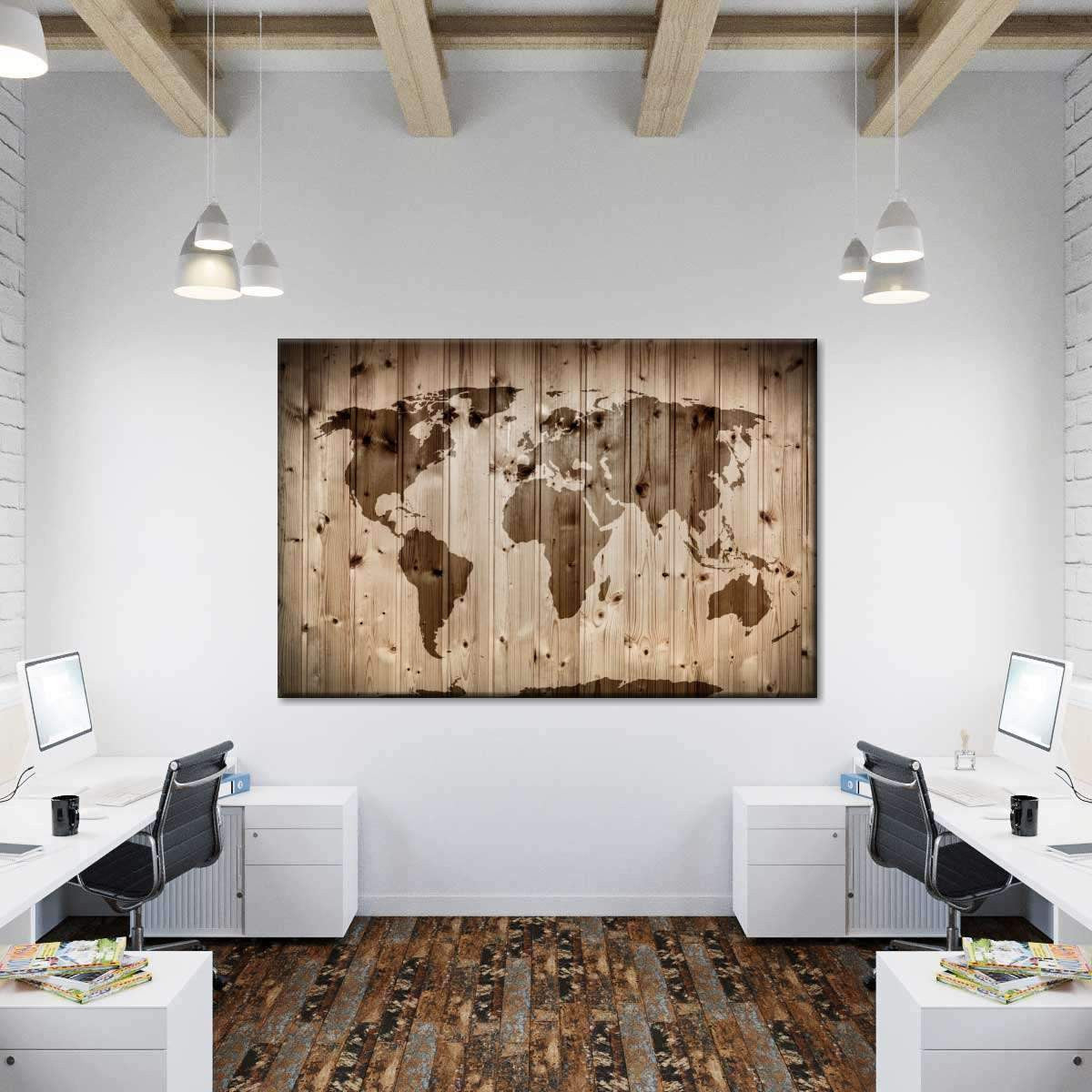 Vintage Retro Wooden Style World Map Multi Canvas Wall Art Ideas, Multi Piece Panel Canvas Home Decor Housewarming Gift Ideas Framed Prints, Canvas