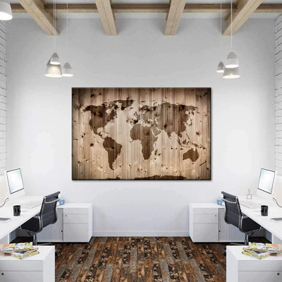 Vintage Retro Wooden Style World Map Multi Canvas Wall Art Ideas, Multi Piece Panel Canvas Home Decor Housewarming Gift Ideas Framed Prints, Canvas