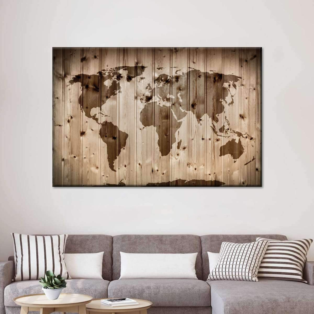 Vintage Retro Wooden Style World Map Multi Canvas Wall Art Ideas, Multi Piece Panel Canvas Home Decor Housewarming Gift Ideas Framed Prints, Canvas