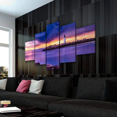 Moonlit Wave Blue Sea Multi Canvas Wall Art Ideas, Multi Piece Panel Canvas Home Decor Housewarming Gift Ideas Framed Prints, Canvas