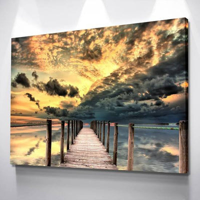 Sunset at the Pier Sunset Multi Canvas Wall Art Ideas, Multi Piece Panel Canvas Home Decor Housewarming Gift Ideas Framed Prints, Canvas