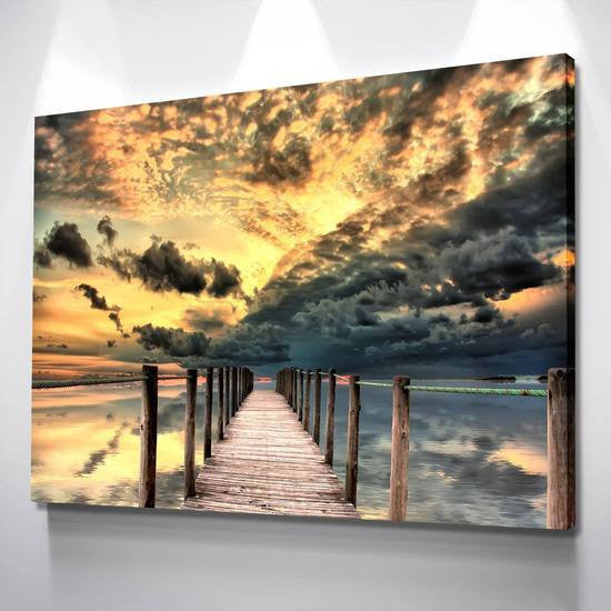 Sunset at the Pier Sunset Multi Canvas Wall Art Ideas, Multi Piece Panel Canvas Home Decor Housewarming Gift Ideas Framed Prints, Canvas