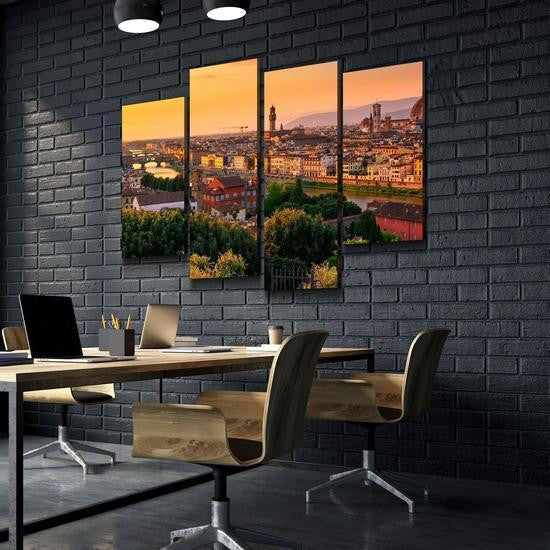 Vintage Retro Sun Setting on Italy Multi Canvas Wall Art Ideas, Multi Piece Panel Canvas Home Decor Housewarming Gift Ideas Framed Prints, Canvas