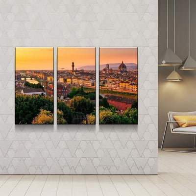Vintage Retro Sun Setting on Italy Multi Canvas Wall Art Ideas, Multi Piece Panel Canvas Home Decor Housewarming Gift Ideas Framed Prints, Canvas