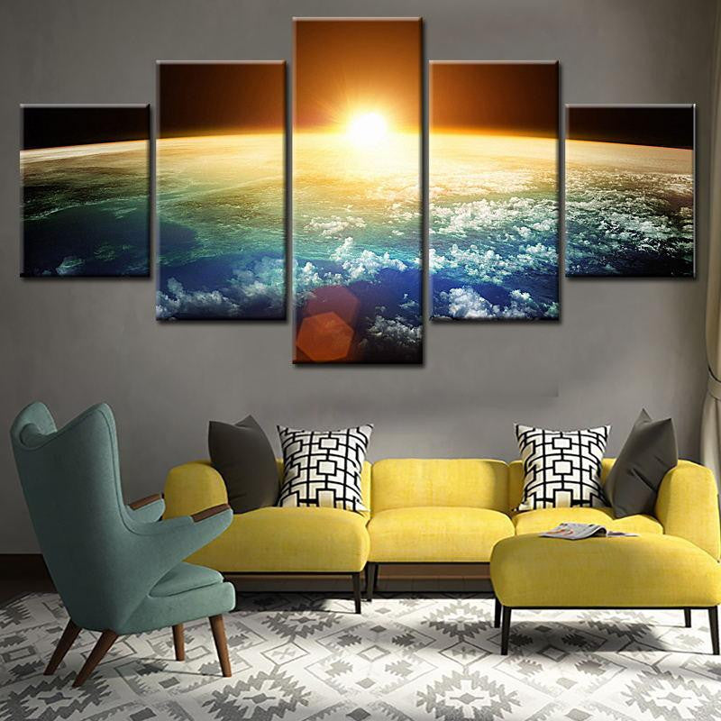 Vintage Retro Sun Setting on Italy Multi Canvas Wall Art Ideas, Multi Piece Panel Canvas Home Decor Housewarming Gift Ideas Framed Prints, Canvas