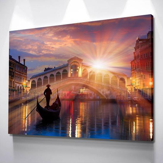 Sunset Gondola Ride Multi Canvas Wall Art Ideas, Multi Piece Panel Canvas Home Decor Housewarming Gift Ideas Framed Prints, Canvas