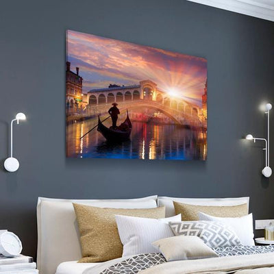 Sunset Gondola Ride Multi Canvas Wall Art Ideas, Multi Piece Panel Canvas Home Decor Housewarming Gift Ideas Framed Prints, Canvas