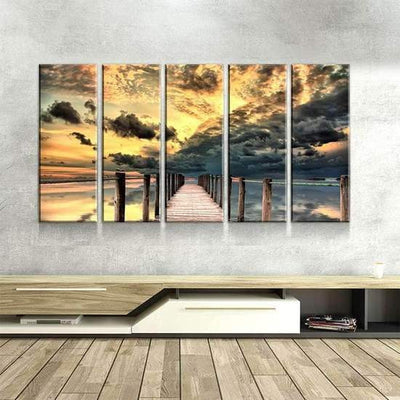 Sunset Gondola Ride Multi Canvas Wall Art Ideas, Multi Piece Panel Canvas Home Decor Housewarming Gift Ideas Framed Prints, Canvas