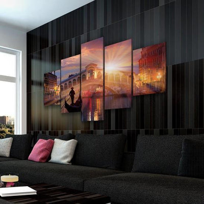 Sunset Gondola Ride Multi Canvas Wall Art Ideas, Multi Piece Panel Canvas Home Decor Housewarming Gift Ideas Framed Prints, Canvas