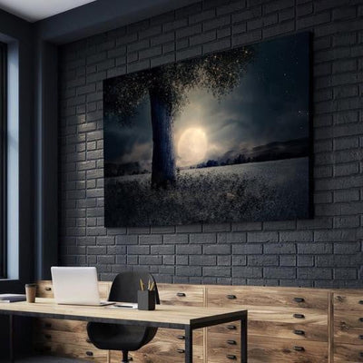 Natural Landscape Enchanting Full Moon Multi Canvas Wall Art Ideas, Multi Piece Panel Canvas Home Decor Housewarming Gift Ideas Framed Prints, Canvas
