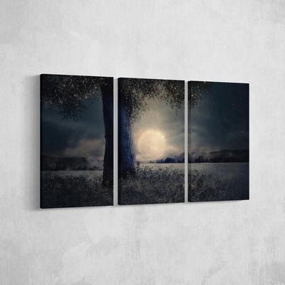 Natural Landscape Enchanting Full Moon Multi Canvas Wall Art Ideas, Multi Piece Panel Canvas Home Decor Housewarming Gift Ideas Framed Prints, Canvas