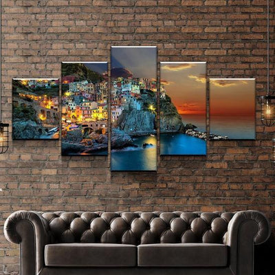 Secluded Japanese Castle Multi Canvas Wall Art Ideas, Multi Piece Panel Canvas Home Decor Housewarming Gift Ideas Framed Prints, Canvas