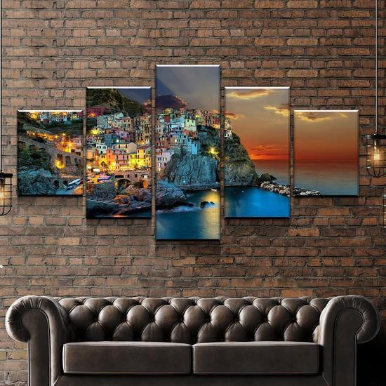 Secluded Japanese Castle Multi Canvas Wall Art Ideas, Multi Piece Panel Canvas Home Decor Housewarming Gift Ideas Framed Prints, Canvas