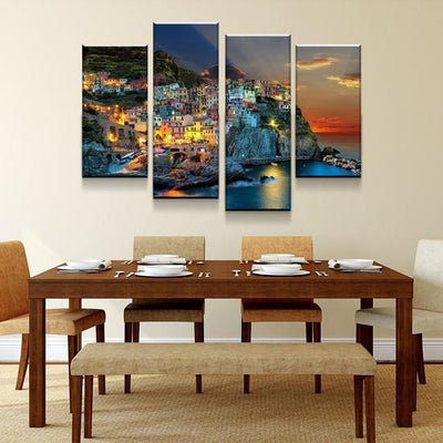 Secluded Japanese Castle Multi Canvas Wall Art Ideas, Multi Piece Panel Canvas Home Decor Housewarming Gift Ideas Framed Prints, Canvas
