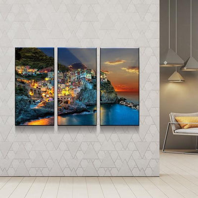 Secluded Japanese Castle Multi Canvas Wall Art Ideas, Multi Piece Panel Canvas Home Decor Housewarming Gift Ideas Framed Prints, Canvas