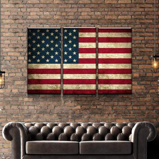 Stars and Stripes American Flag USA Flag Multi Canvas Wall Art Ideas, Multi Piece Panel Canvas Home Decor Housewarming Gift Ideas Framed Prints, Canvas