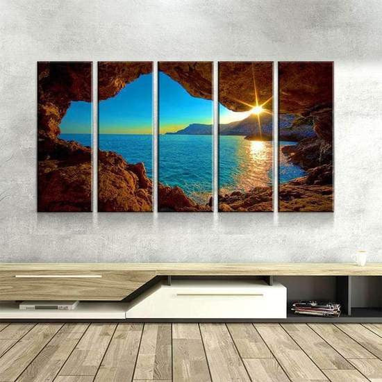 Peering from the Cave  Natural Landscape Multi Canvas Wall Art Ideas, Multi Piece Panel Canvas Home Decor Housewarming Gift Ideas Framed Prints, Canvas