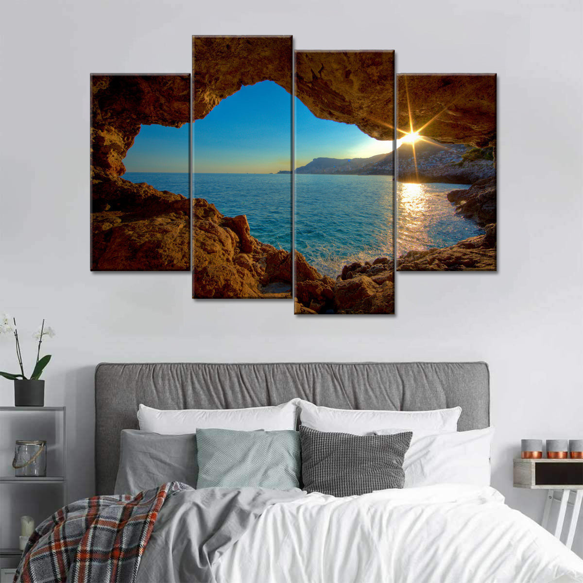 Peering from the Cave  Natural Landscape Multi Canvas Wall Art Ideas, Multi Piece Panel Canvas Home Decor Housewarming Gift Ideas Framed Prints, Canvas