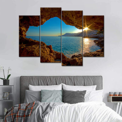 Peering from the Cave  Natural Landscape Multi Canvas Wall Art Ideas, Multi Piece Panel Canvas Home Decor Housewarming Gift Ideas Framed Prints, Canvas