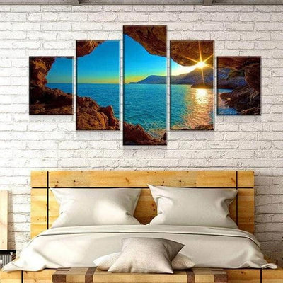 Peering from the Cave  Natural Landscape Multi Canvas Wall Art Ideas, Multi Piece Panel Canvas Home Decor Housewarming Gift Ideas Framed Prints, Canvas