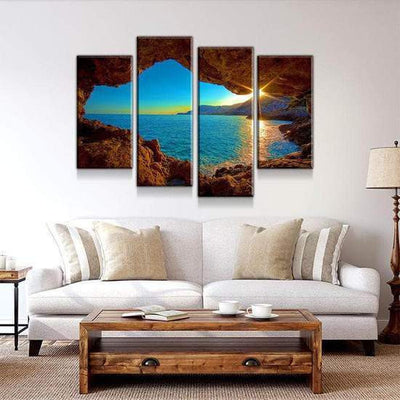 Peering from the Cave  Natural Landscape Multi Canvas Wall Art Ideas, Multi Piece Panel Canvas Home Decor Housewarming Gift Ideas Framed Prints, Canvas