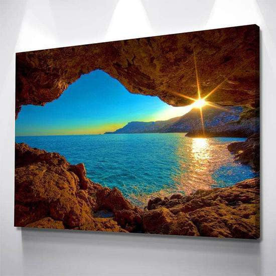 Peering from the Cave  Natural Landscape Multi Canvas Wall Art Ideas, Multi Piece Panel Canvas Home Decor Housewarming Gift Ideas Framed Prints, Canvas