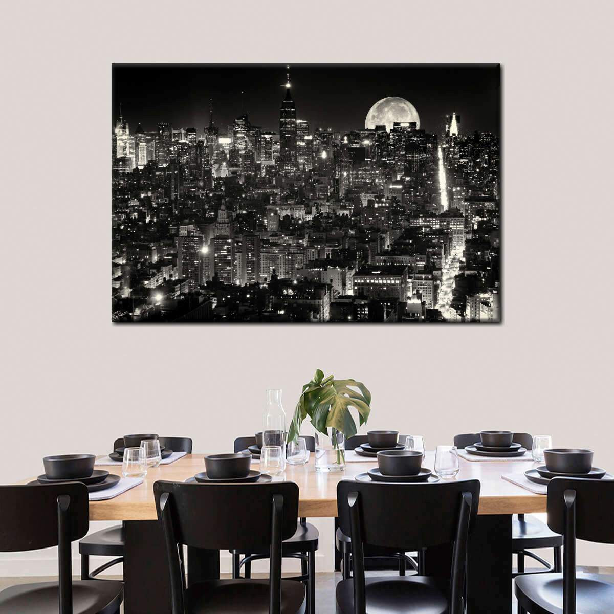 New York City at Dusk City Night View Landscape Multi Canvas Wall Art Ideas, Multi Piece Panel Canvas Home Decor Housewarming Gift Ideas Framed Prints, Canvas