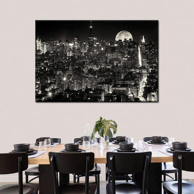 New York City at Dusk City Night View Landscape Multi Canvas Wall Art Ideas, Multi Piece Panel Canvas Home Decor Housewarming Gift Ideas Framed Prints, Canvas
