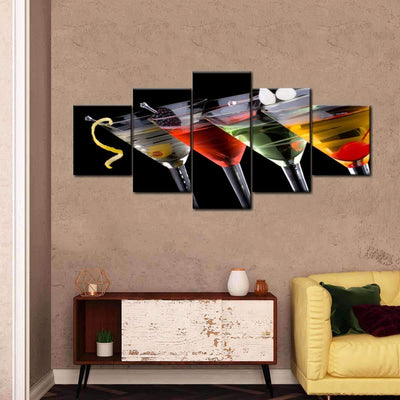 A Taste of the Fine Life Cocktail Wine Drink Multi Canvas Wall Art Ideas, Multi Piece Panel Canvas Home Decor Housewarming Gift Ideas Framed Prints, Canvas