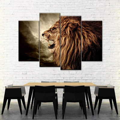 Roaring Lion Wild Animals Multi Canvas Wall Art Ideas, Multi Piece Panel Canvas Home Decor Housewarming Gift Ideas Framed Prints, Canvas