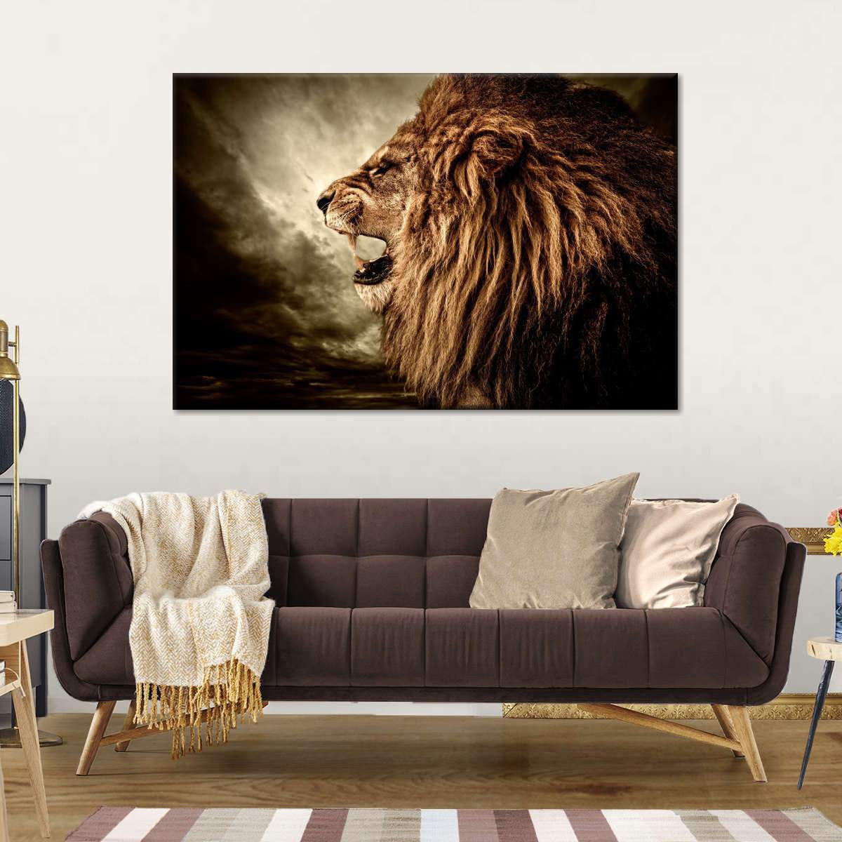 Roaring Lion Wild Animals Multi Canvas Wall Art Ideas, Multi Piece Panel Canvas Home Decor Housewarming Gift Ideas Framed Prints, Canvas