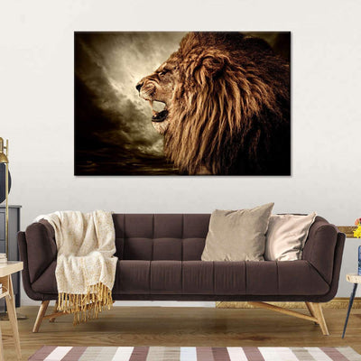 Roaring Lion Wild Animals Multi Canvas Wall Art Ideas, Multi Piece Panel Canvas Home Decor Housewarming Gift Ideas Framed Prints, Canvas